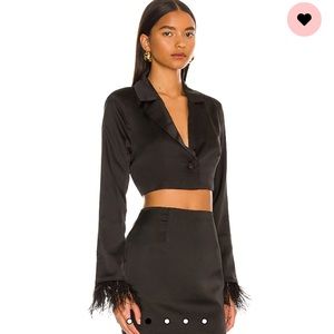 Revolve- more to come- crop top with feather cuffs- brand new condition